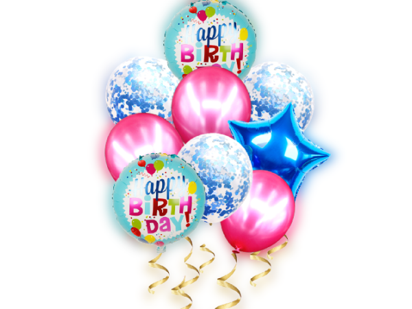 Luftballon Set Happy Birth Day blau