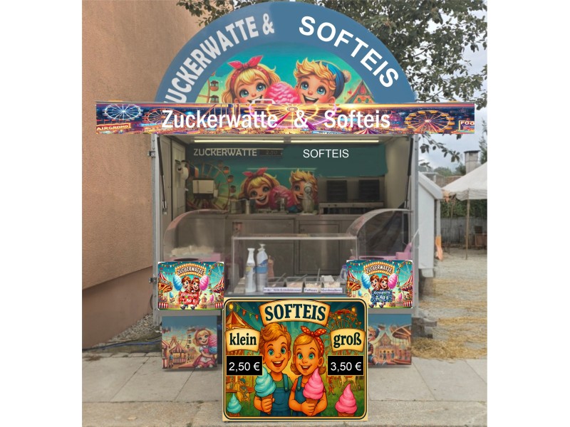 Verkaufsanhänger Zuckerwatte & Softeis